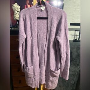 J. Crew Lilac Open Front Cardigan
